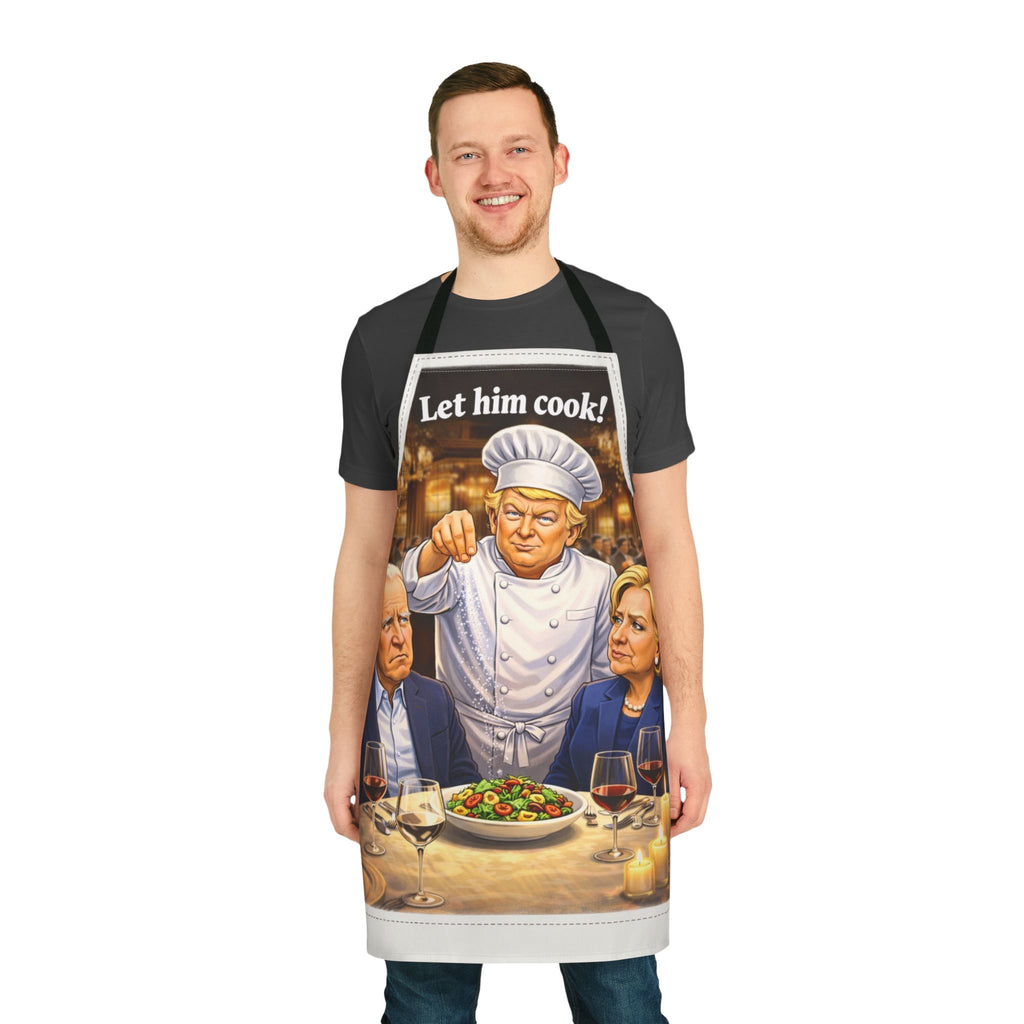 Political Chef Apron — "Let Him Cook!" Cooking Apron Featuring Biden & Clinton Caricatures