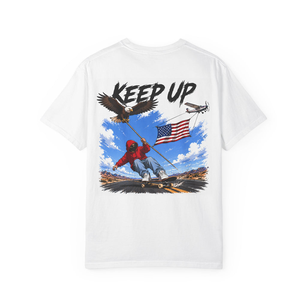 Keep Up Skateboard T-Shirt — Patriotic Eagle & American Flag Graphic