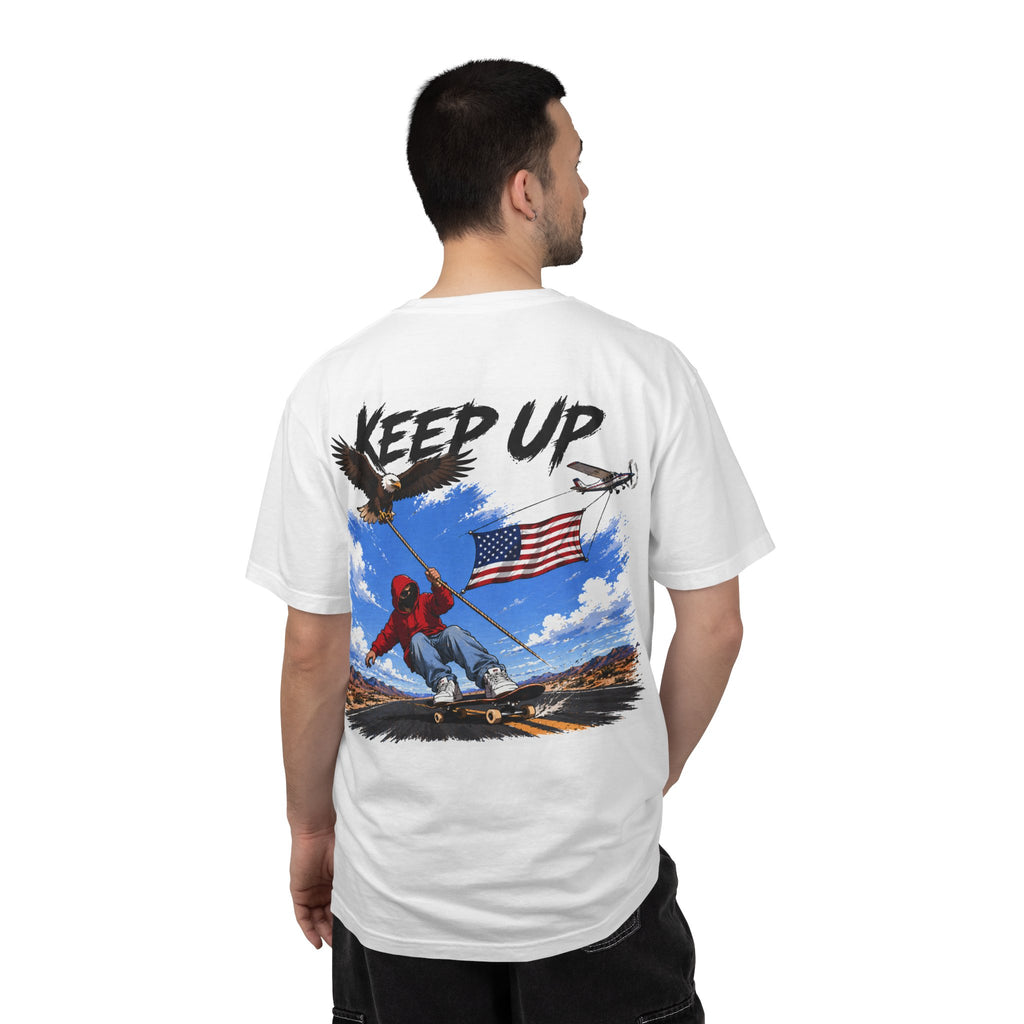 Keep Up Skateboard T-Shirt — Patriotic Eagle & American Flag Graphic