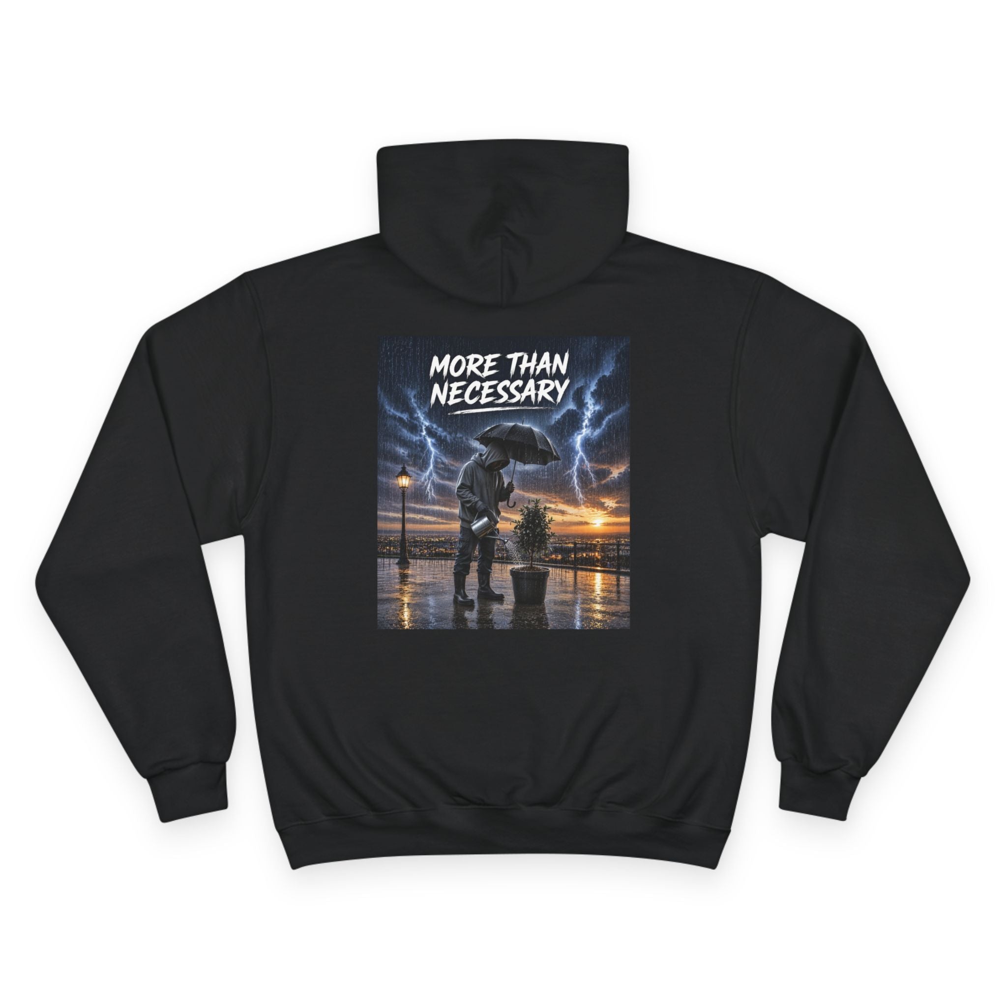 Champion Hoodie — "More Than Necessary" Storm Rescue Graphic Hoodie